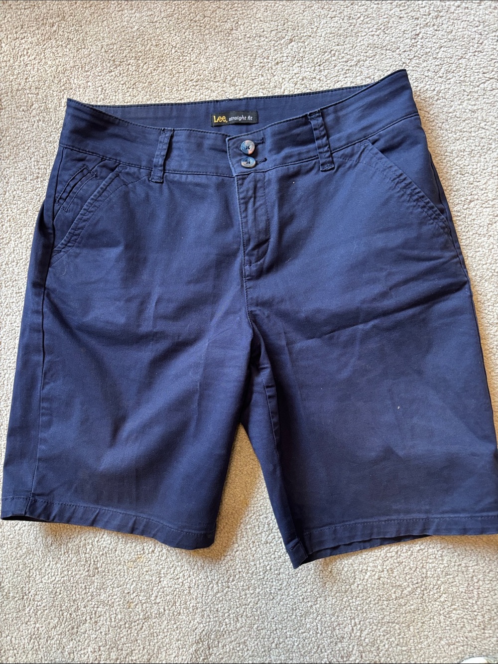 Lee Women's Navy Bermuda Shorts with Front Pockets